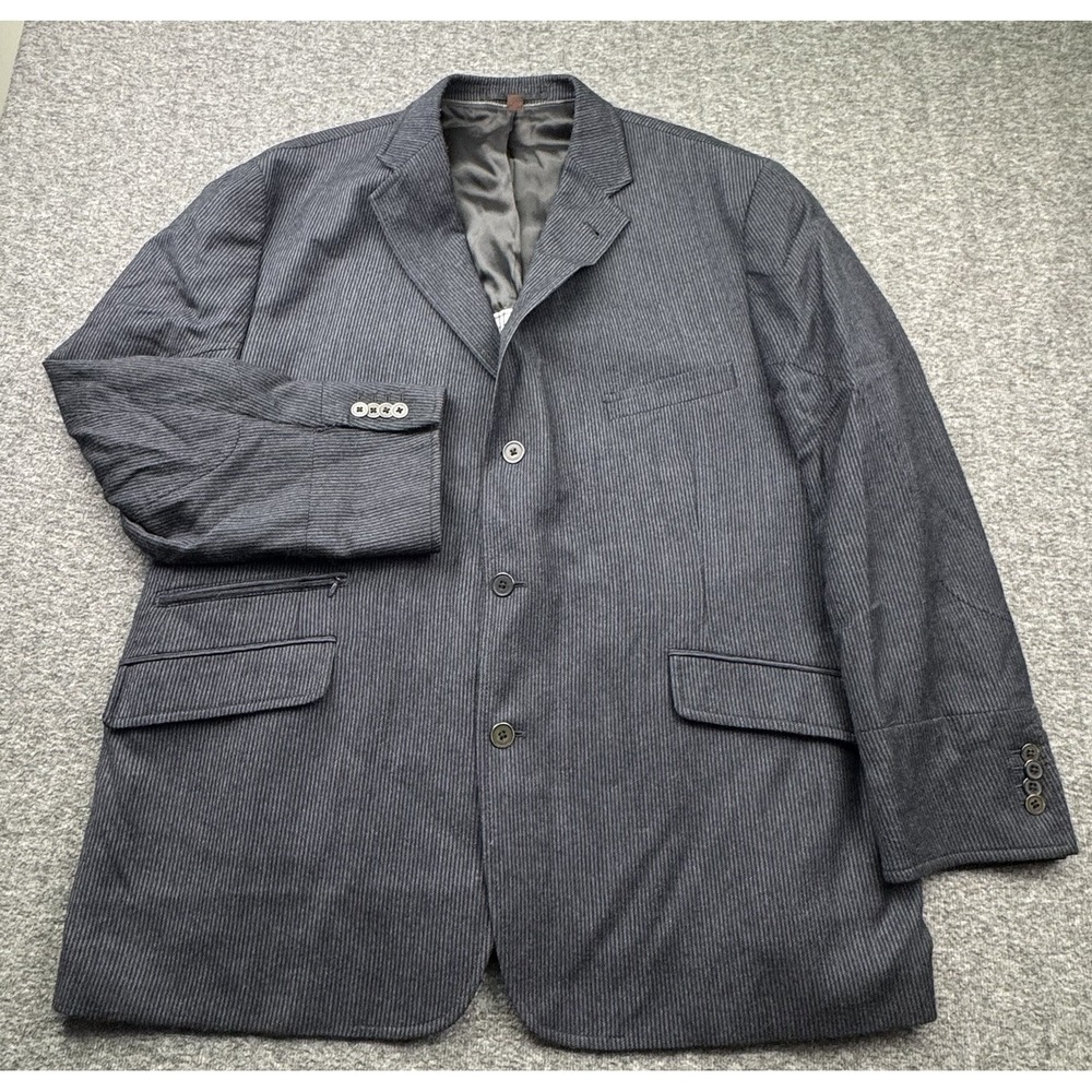 Kroon‎ Sport Coat Mens 48R Blue 100% Wool Striped Ritchie 2 Button *No liner*
